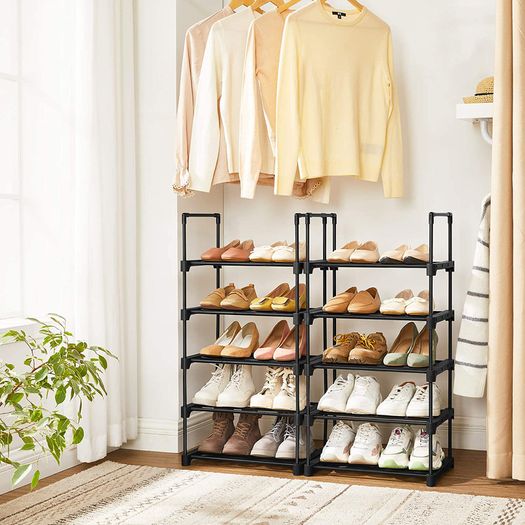 5 Tier Shoe Racks Set of 2 Metal Shoe Rack Stackable Space Saving Shoe Storage Multifunctional Stand Rack