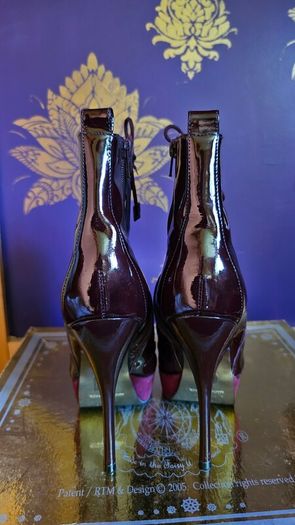 Carvela lace up burgundy patent leather and suede boots stiletto high heels 5