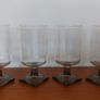 Fabulous Set of Four Vintage Mid-Century Federal Glass Company Juice Glasses in the "Nordic Midnight (Smoke)" Pattern, Circa 1960's Image 4