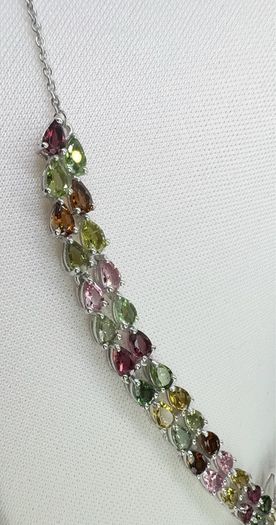 Silver Multi Tourmaline & Zircon Butterfly Lariat