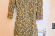 Brand New Lace Occasion Dress, UK Size 10, Mustard Yellow Floral Lace