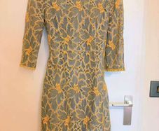 Brand New Lace Occasion Dress, UK Size 10, Mustard Yellow Floral Lace