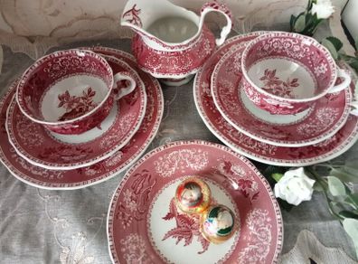 SPODE "Pink Camilla" Tea set for two