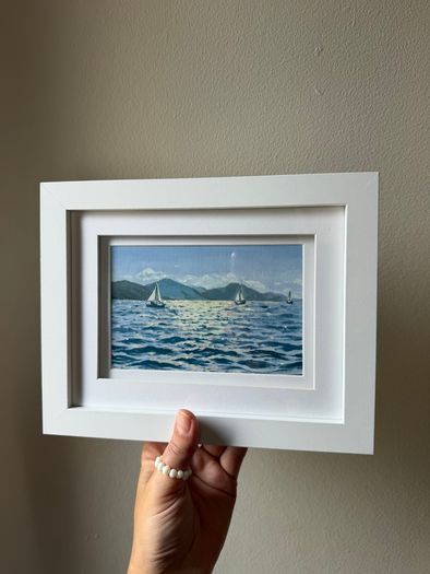 Original Handmade Framed Wall Art | Coastal Home Decor | Small framed painting | Sailing Ocean Decor