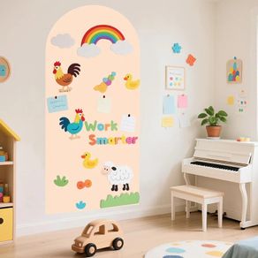 Magnetic Arch Wall Decal 100x45 Cm Magnetic Chalkboard Contact Paper for Wall Peel and Stick Self Adhesive Magnet Board Sticker Roll with 36 Letters for PlayroomMilk Tea