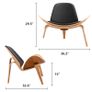 BRAND NEW Black Leather Ashwood Shell Chair Genuine Single Sofa Chaise for Living Room Image 3