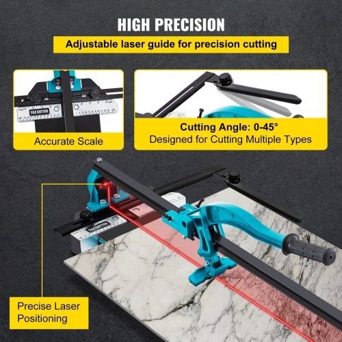47 Inch Tile Cutter Single Rail Double Brackets Manual Tile Cutter 3/5 in Cap with Precise Laser Manual Tile Cutter Tools for Precision Cutting