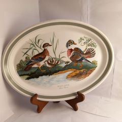 Vintage oval Plate Wood Duck Birds Of Britain made by Portmeirion in England great gift present display decor shop memorabilia art deco unique antique ceramic Pottery display plate
