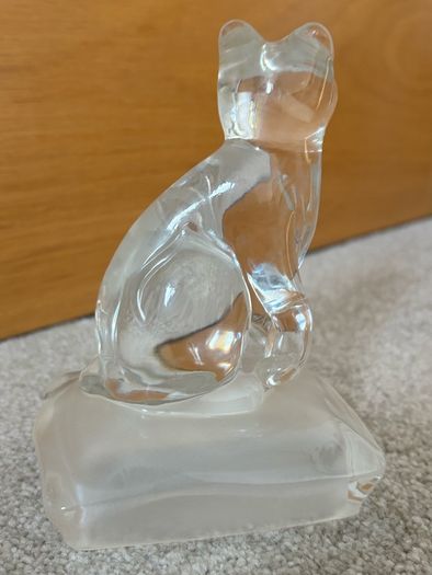 Vintage Clear Glass Cat Figurine