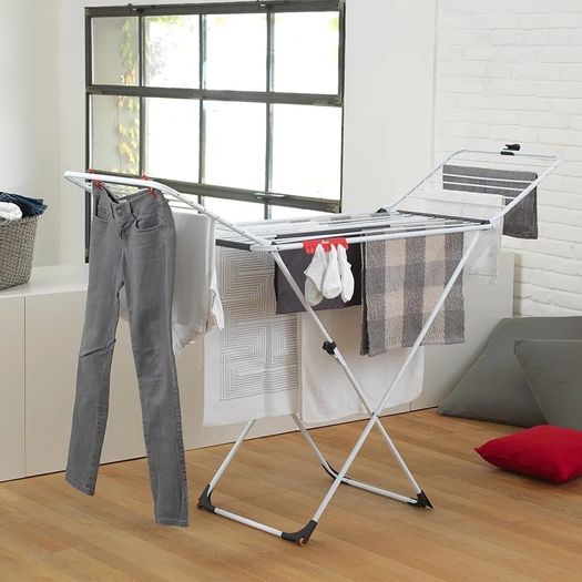 Extra X-Legs Clothes Airer, Indoor Drying Rack, 20 Metre Drying Space, Foldable Compact Clothes Dryer, Thick Wires for Fewer Creases, Wheels to Easily Manoeuvre