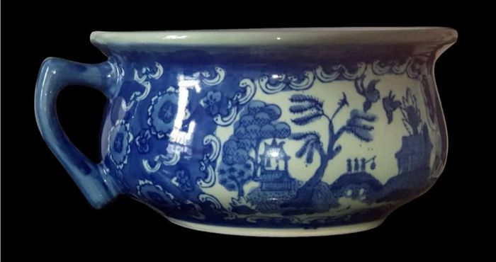 Antique Blue Willow Chamber Pot Pristine