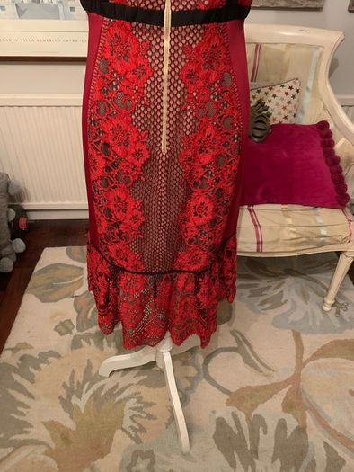 Three Floor Dress in Red lace, perfect condition , UK 12.