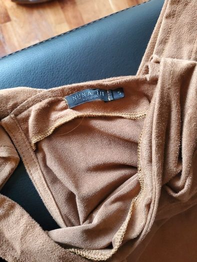 Women's Taupe Faux Suede Pinafore Dress  Sleeveless