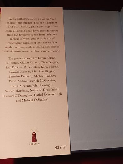 A Fine Statement/ An Irish Poets' Anthology  / John Mc Donagh/ 2008