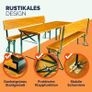 Wooden Folding Picnic Table and Bench Set with Backrests Seats 8 Image 4