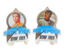 Star Trek Kirk and Spock Porcelain Trading Cards with Stands 1991 Hamilton Gifts
