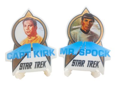 Star Trek Kirk and Spock Porcelain Trading Cards with Stands 1991 Hamilton Gifts
