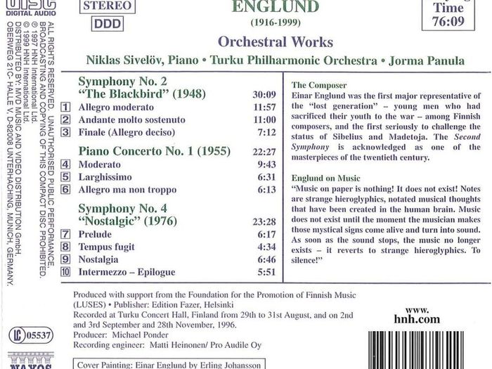 Einar Englund. Orchestral Works. CD. Free Postage!