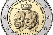 Luxembourg 2 Euro Commemorative Coin 2014 - 50th Anniversary of the Accession to the Throne of Grand Duke Jean. Uncirculated.