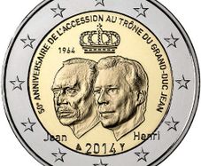 Luxembourg 2 Euro Commemorative Coin 2014 - 50th Anniversary of the Accession to the Throne of Grand Duke Jean. Uncirculated.