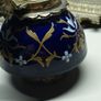 Antique Victorian Inkwell Set  Ornate Brass & Hand Painted Glass c. late 1800s Image 7