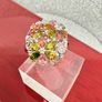 Multi-Tourmaline, White Zircon Floral Ring Image 2