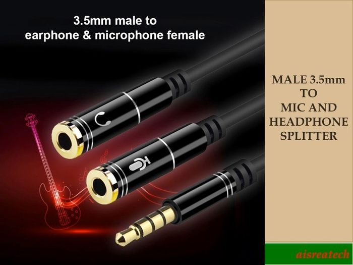 Male 3.5mm To Headphone And Mic Splitter