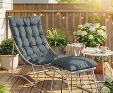 Garden Lounge Chair Set with Footstool & Side Table