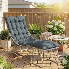 Garden Lounge Chair Set with Footstool & Side Table