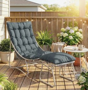 Garden Lounge Chair Set with Footstool & Side Table