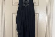 M&amp;S draped navy top with beaded detail