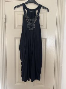 M&S draped navy top with beaded detail