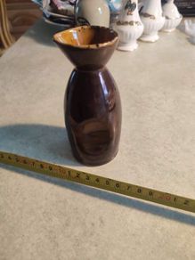 Ceramic Japanese Sake Bottle Brown