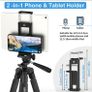 Mactrem Phone Tripod, Upgraded 65Inch/165Cm Lightweight Portable Camera Tripod For Iphone/Ipad/Samsung/Smartphone/Action Camera/Dslr Camera With Phone Holder & Wireless Bluetooth Control Remote Image 3