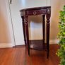 Mahogany Corner Lamp Table with 2 Drawers & Brass Details Image 4