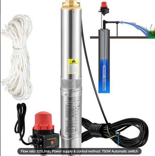 Deep Well Submersible Water Pump 750W  Borehole Farm Irrigation