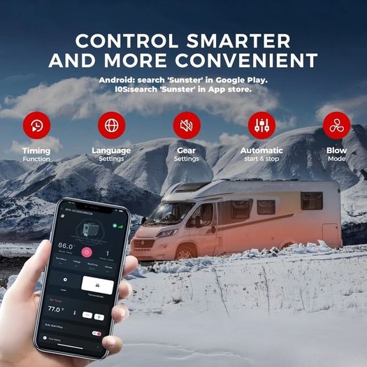 12V 24V 8KW Diesel Air Heater with Bluetooth App Remote Control for Car RV Van and Camping