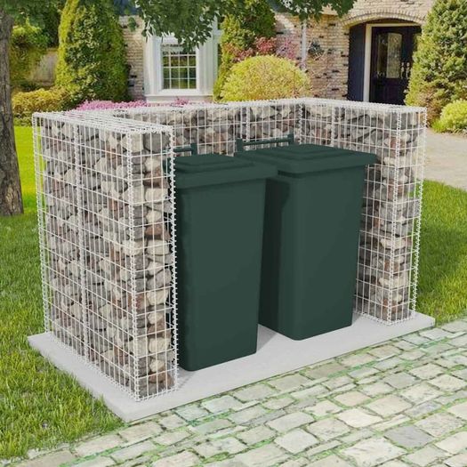Gabion Double Wheelie Bin Surround Steel 180X100X120 cm