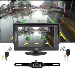 Car Backup Camera Rear View System Night Vision + Wireless 4.3" TFT LCD Monitor