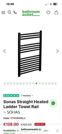 Sonas brand new black towel rail