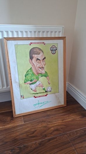 Vintage 1990's Framed Photo of Soccer Heads Harp Lager John Aldridge