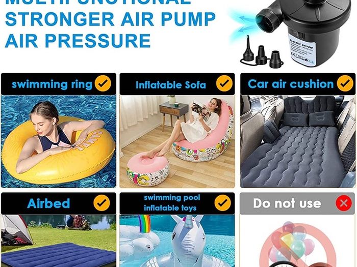 Electric Air Pump, portable quick fill AC Inflator Deflator with 3 Nozzles 220V AC/150W 50/60Hz Quick Fill Electric Pump for Inflatable Air Mattress Pump Air Bed Pool Toy Raft Boat (FREE SHIPPING)