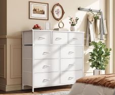 Chest of Drawers with 9 Drawers, Fabric Storage Dresser for Bedroom, Tall Drawer Organizer