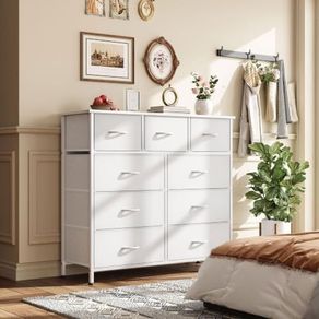 Chest of Drawers with 9 Drawers, Fabric Storage Dresser for Bedroom, Tall Drawer Organizer