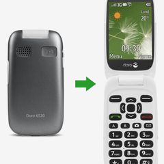 DORO 6520 Flip Mobile Phone For Elderly People with Large Screen, Big Talking Number Keys and Assistance Button (New)