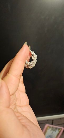 Sumiyaki Pearl and Diamante Hoop Earring