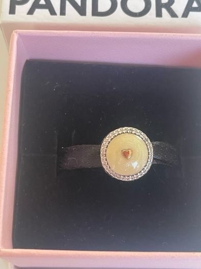 Pandora Two Tone Precious Heart Charm with 14k Gold Hearts