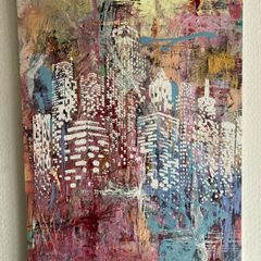 Original Painting Irish Abstract Art Cityscape Pink Original Art contemporary Irish art