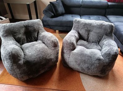 Luxury Grey Beanbag Armchairs