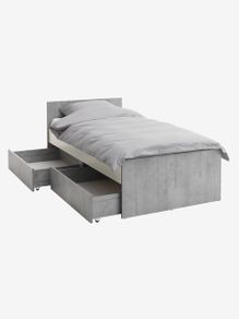 Single bed frame with mattress and storage